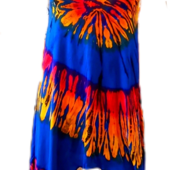 TIE DYE Cobalt Stretchy Rayon Asym. Top/ Dress CU *5 Colors Avail.*OS NEW - Picture 2 of 5